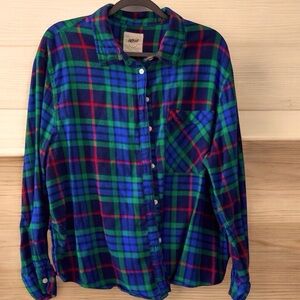 Aerie Oversized Plaid Flannel Button-Up Shirt Preppy Classic Grunge cabincore
